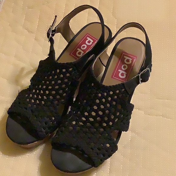 Black Jelly Pop Cork Wedge Sandal - Picture 1 of 9